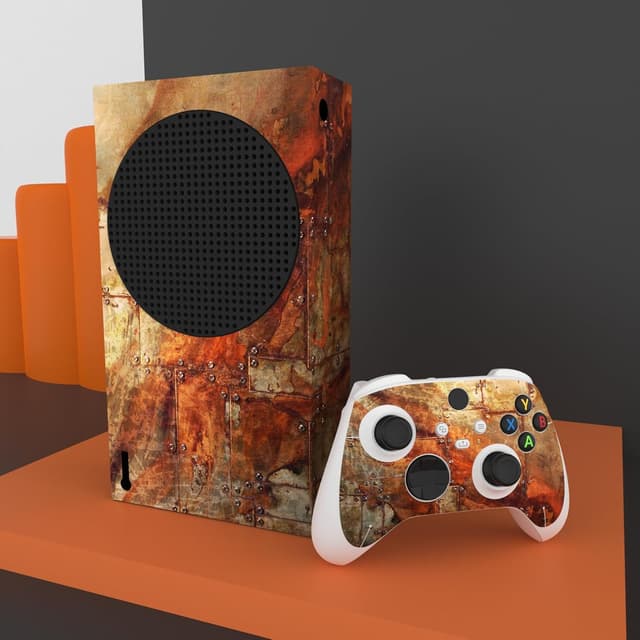 Detalle de playvital Custom Vinyl Skins for Xbox Series S (Rusty Armor) — console skin and controller wrap decals