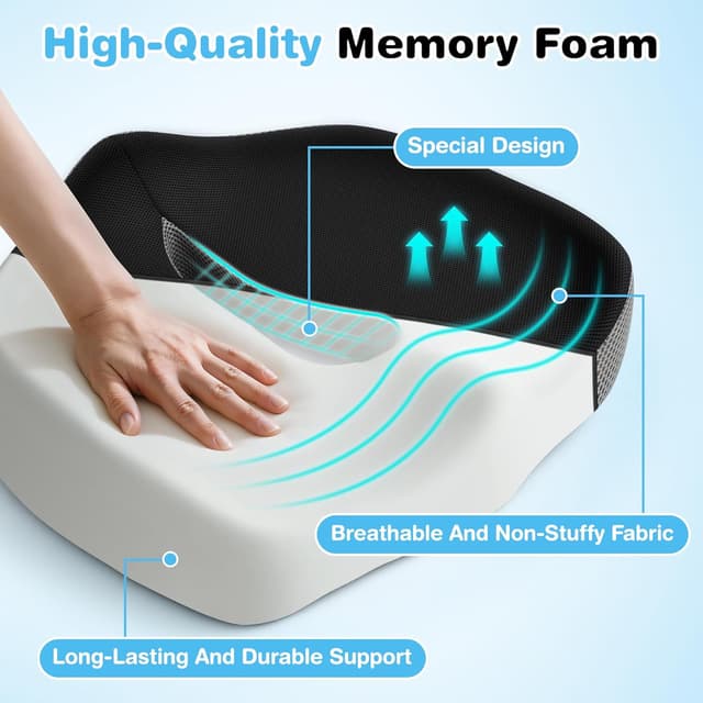 Detalle de POOTACK memory foam seat cushion pad