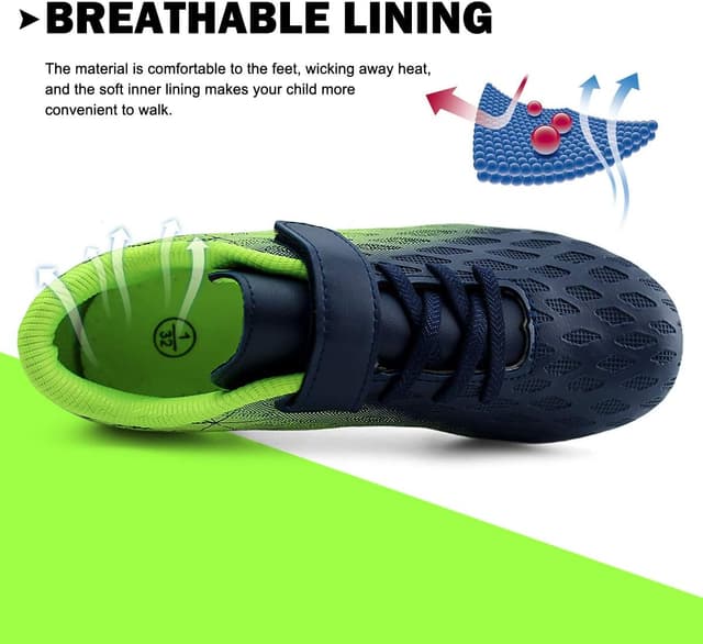 Detalle de Kids Firm Ground Fußballschuhe für Jungen & Mädchen von JABASIC – mit Klettverschluss