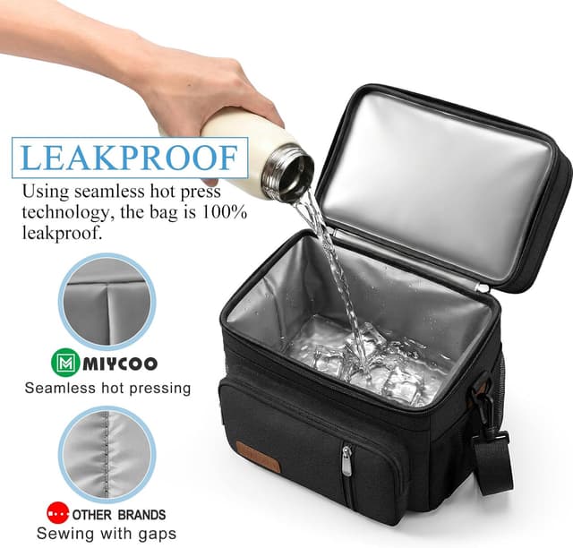 Detalle de MIYCOO Double-Deck Leakproof Insulated Lunch Bag & Lunch Box (15L) – Black
