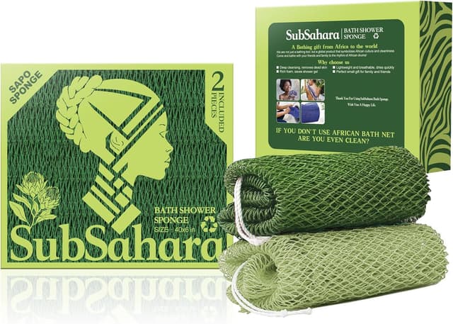Thumbnail 6 de SubSahara Authentic African Net Sponge (2-Pack) for Body & Face — Gentle Exfoliating Loofah Sponge, Travel-Friendly, Quick-Drying