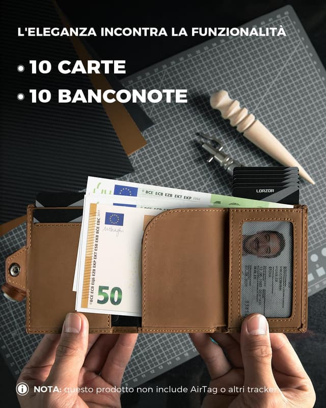 Thumbnail 4 de LORZOR Portafoglio Airtag Slim in pelle