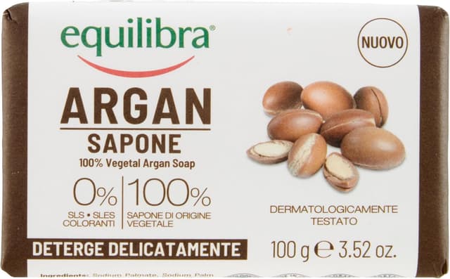 Detalle 2 de Equilibra Argan Sapone 100% vegetale, 100 g (confezione da 12)