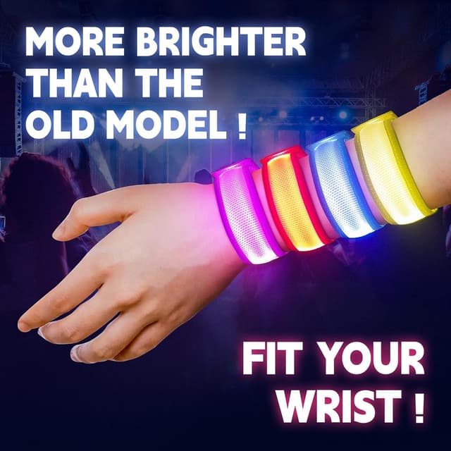Detalle de KIRALUMI 40 Bright LED Glow Bracelets (8 Colors) for Halloween, Festivals, and Night Events