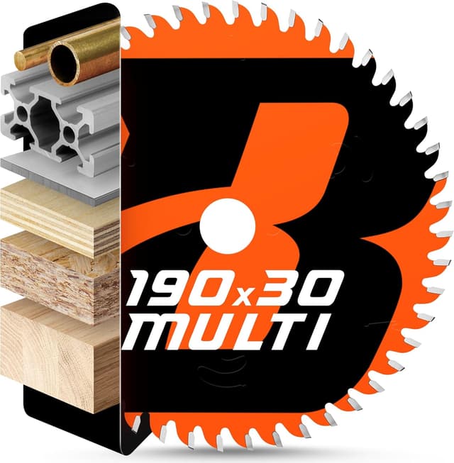 Detalle de BAUBECK Sägeblatt 190x30 für Feinschnitt – inkl. Reduzierringe (20 mm/16 mm) für Holz, Aluminium, Metall & mehr