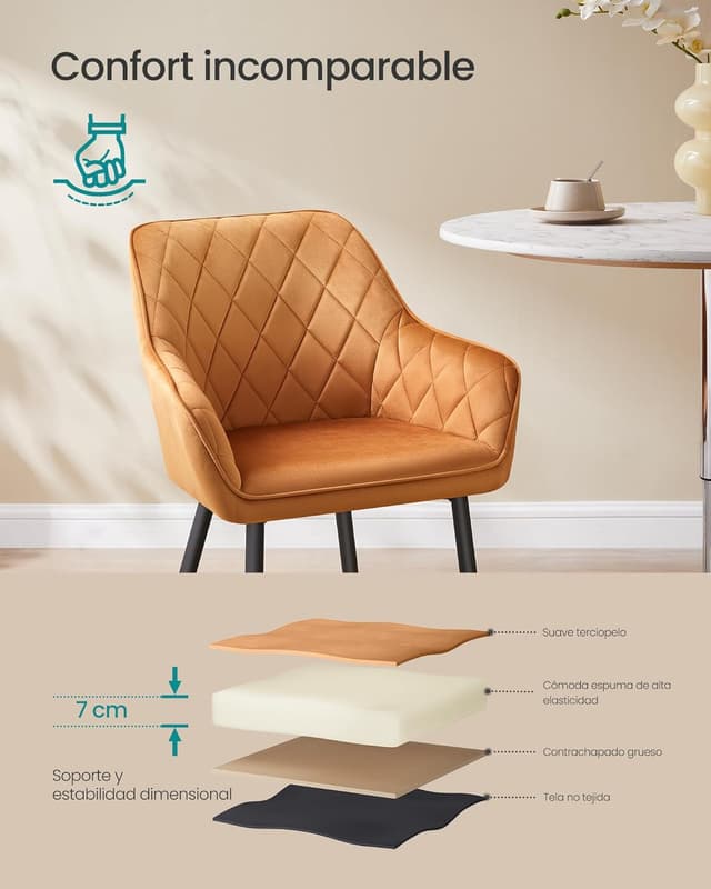 Detalle 1 de SONG MICS LDC088K01 Silla de Comedor de Terciopelo