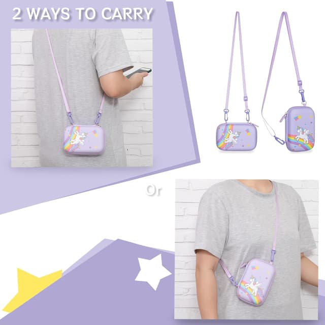 Detalle de Leayjeen Kids Smart Phone Bag (Bag Only) Purple – EVA protective carry case with strap and handle