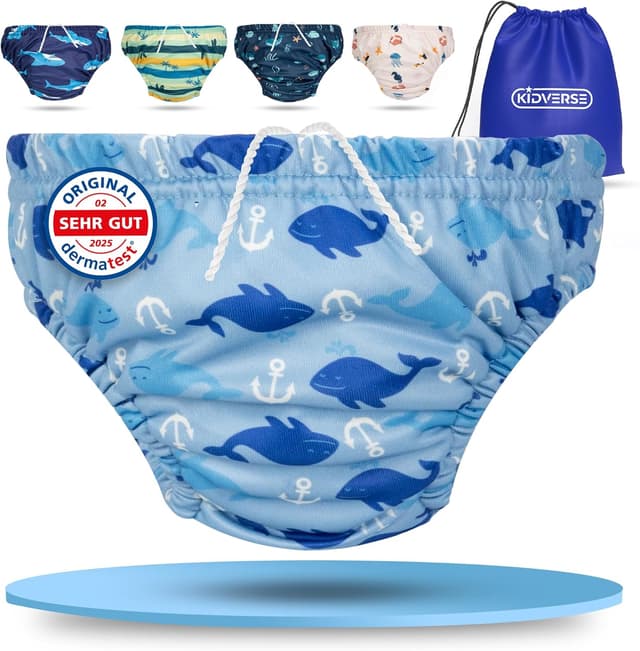 Detalle de KIDVERSE Schwimmwindel Baby Badehose (6–12 Monate) – wiederverwendbar & hautfreundlich, inkl. Tragetasche