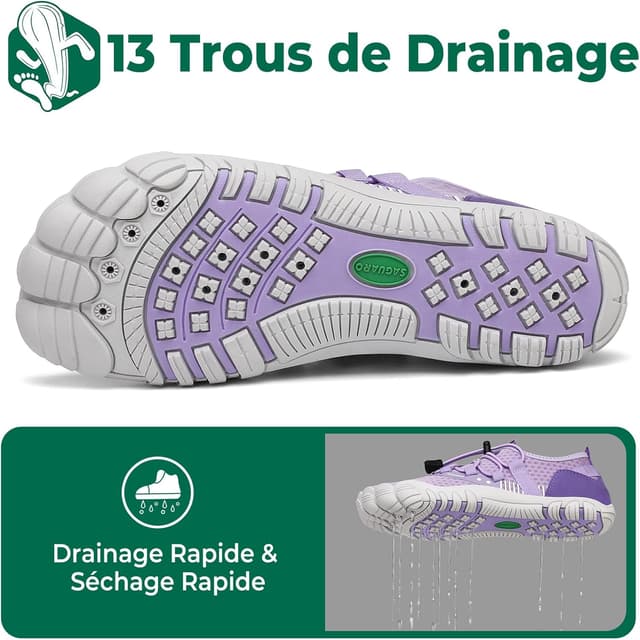 Detalle 2 de SAGUARO Chaussures aquatiques barefoot à séchage rapide, tige souple et semelle antidérapante GR.36-48