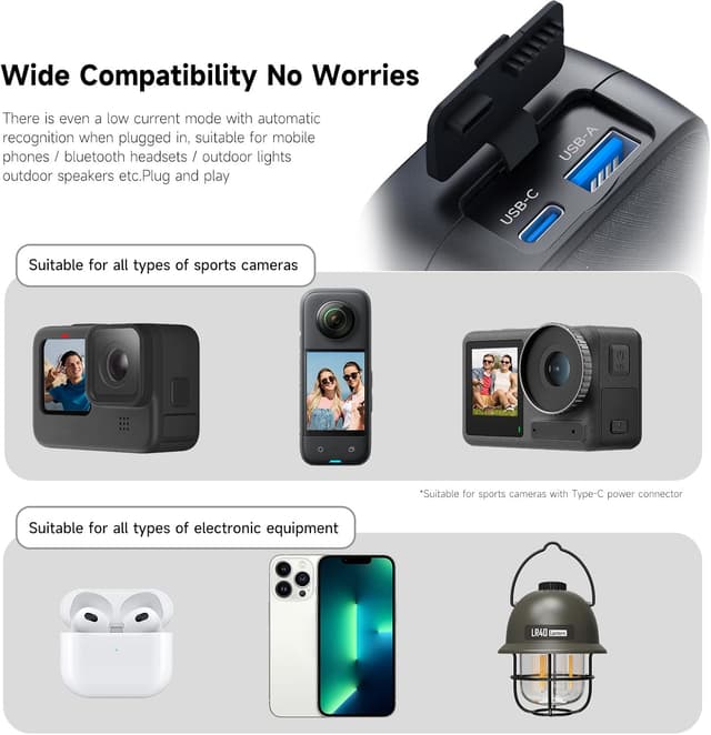 Thumbnail 6 de TELESIN Powerbank-Ladegerät (10.000 mAh) für GoPro Hero 13 – Dual-Slot Schnellladen