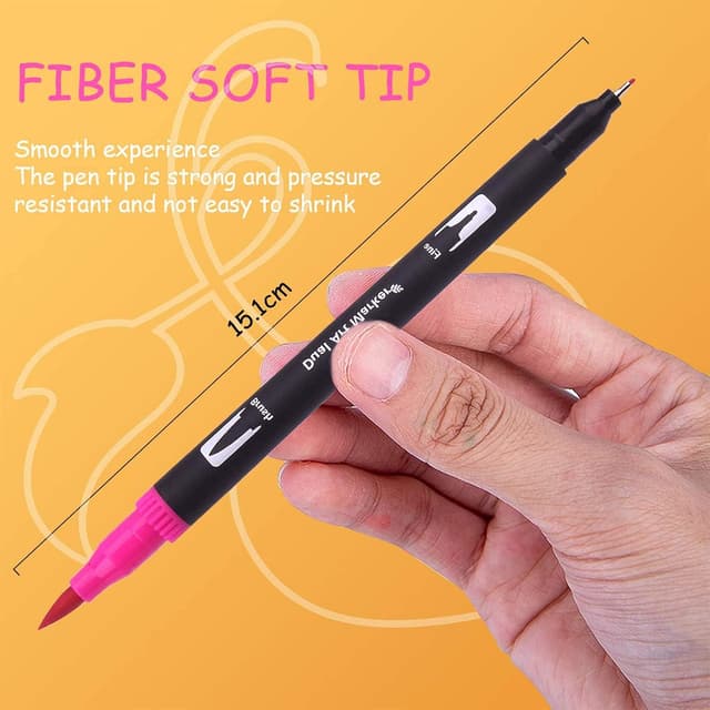 Detalle de Laconile Colouring Pens (120) Dual Tip Brush Pens – water-based colour markers for calligraphy, drawing & colour books
