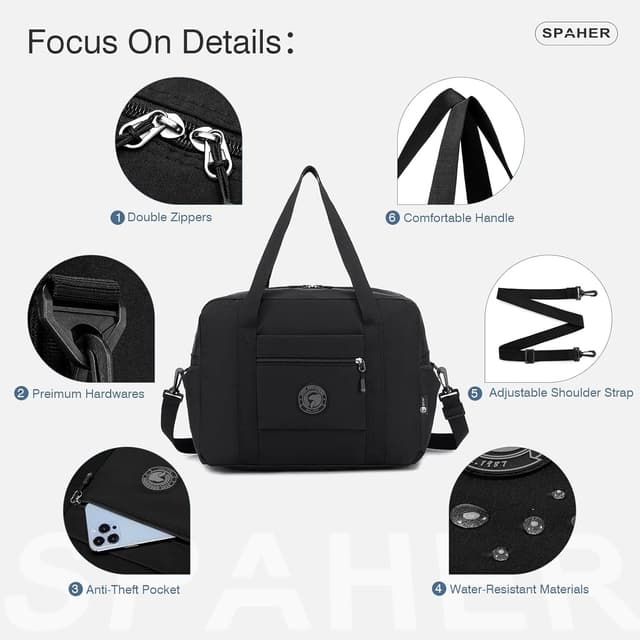 Detalle de Sac de voyage cabine SPAHER 2X (40x30x25 cm, 30 L) imperméable avec trousse de toilette