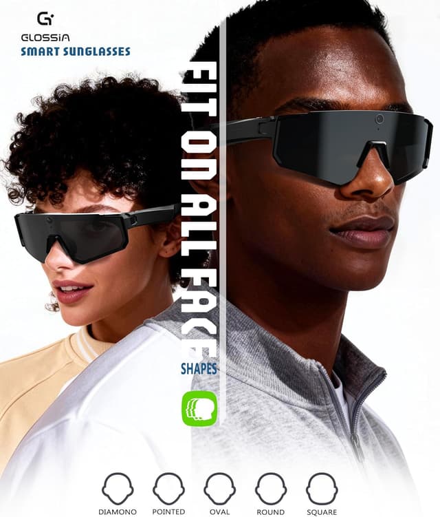 Detalle 2 de GLOSSIA V06 Smart Glasses for Men (Sport AI Camera, EIS+Gyro Stabilization, Polarized Lenses, ChatGPT)