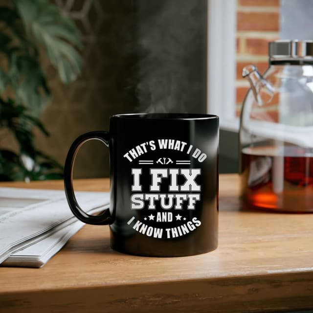 Detalle 1 de DasyFly “I Fix Stuff” Funny Mug for Men (11oz) – Ceramic Coffee Cup Gift for Dad, Grandpa or Uncle