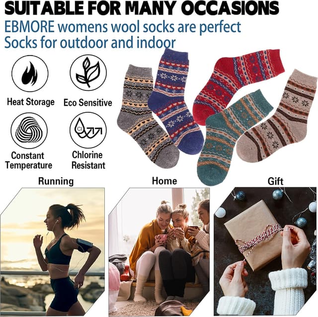 Thumbnail 4 de EBMORE Merino Wool Socks 5 Pairs