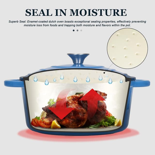 Detalle 2 de Overmont Enameled Cast Iron Dutch Oven 7QT 🍲