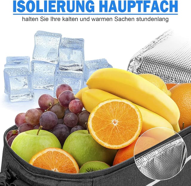 Detalle de Finew Fahrrad-Gepäckträgertasche 10L – isolierte, wasserdichte Hintertasche mit Regenschutz, abnehmbar