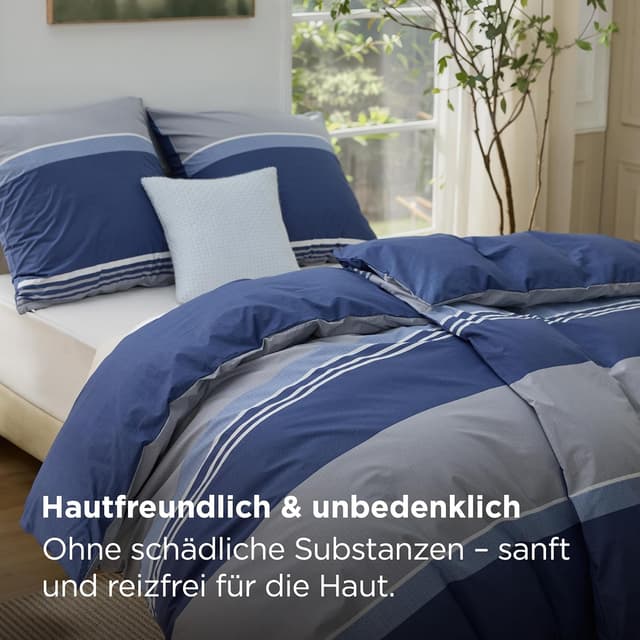 Detalle 2 de Bedsure Bettwäsche 135x200 (4-teilig, 100% Baumwolle, Öko-Tex) mit Reißverschluss und Kissenbezügen 80x80