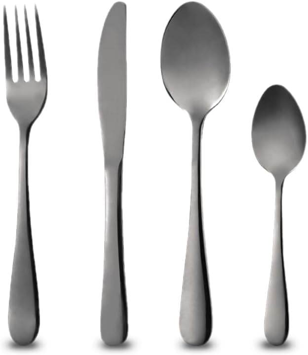 Imagen de BERGNER MUNICH - Cubiertos de Acero Inoxidable negro brillante 🍴 en OfertitasTOP