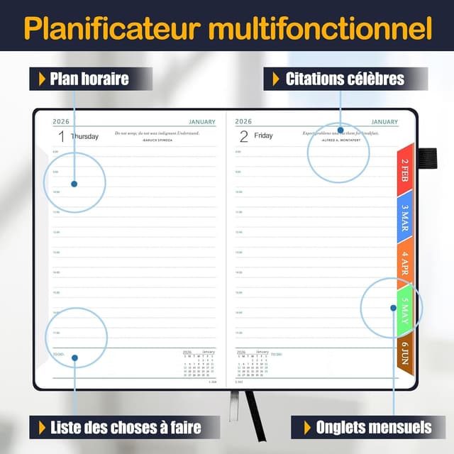 Detalle 2 de Lusibaka Agenda 2026 semainier A5 — 424 pages (21 x 14,5 cm) carnet de planning hebdomadaire
