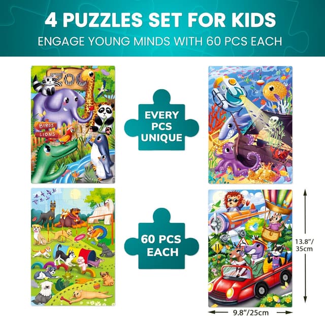 Thumbnail 2 de QUOKKA Puzzle bambini 4x60 pezzi educativi per 4–8 anni 🧩