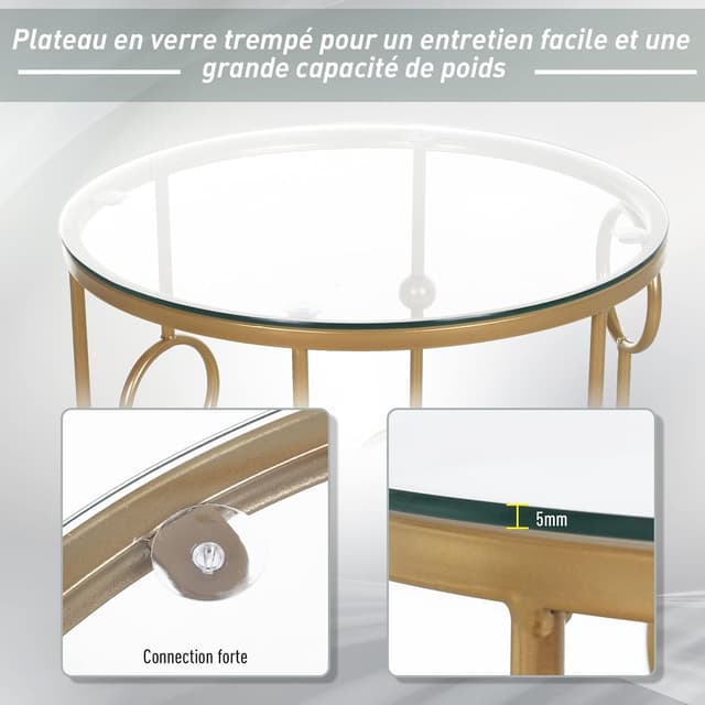 Thumbnail 5 de HOMCOM Tables gigognes art déco Ø41 Ø36 cm