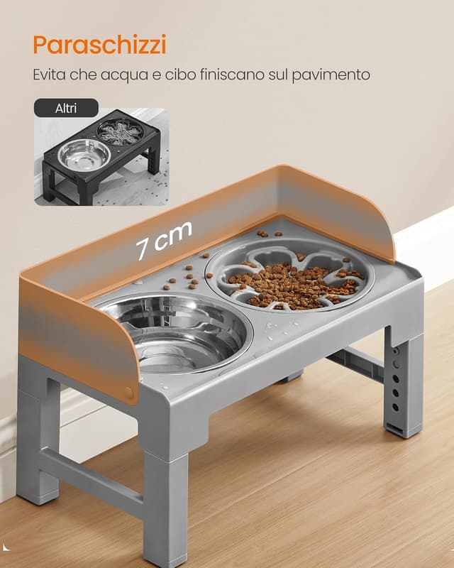 Detalle 2 de Feandrea PRB103GD01 Ciotole rialzate per cani con 3 ciotole