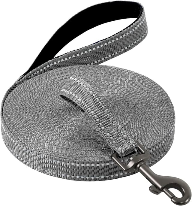 Detalle de Demigreat Schleppleine für Hunde mit Reflexstreifen, gepolstertem Griff und drehbarem Sicherheits-Haken (3 m bis 20 m)