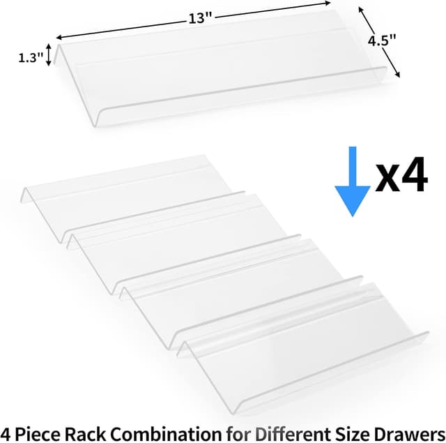 Detalle 2 de MIUKAA Clear Acrylic Spice Drawer Organizer 4-Tier Tray