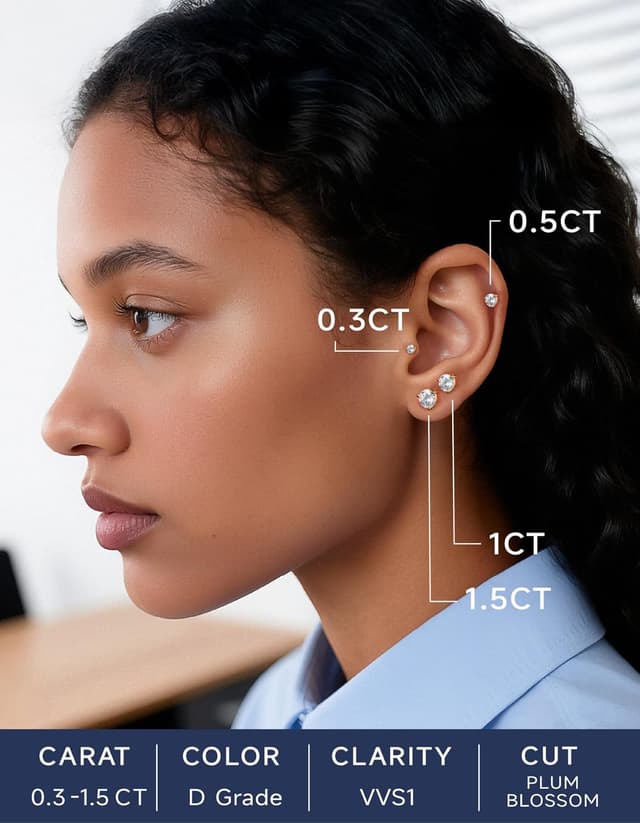 Detalle de MomentWish Moissanite Ohrstecker aus 925 Sterlingsilber (Rosegold 585 vergoldet), hypoallergen