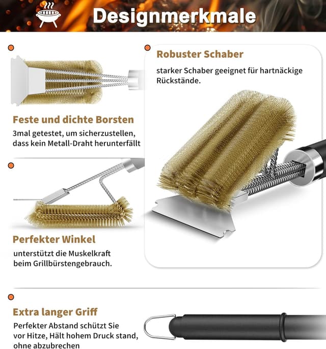 Detalle de TNTOR Grillbürste Messing 2er Set für Rost