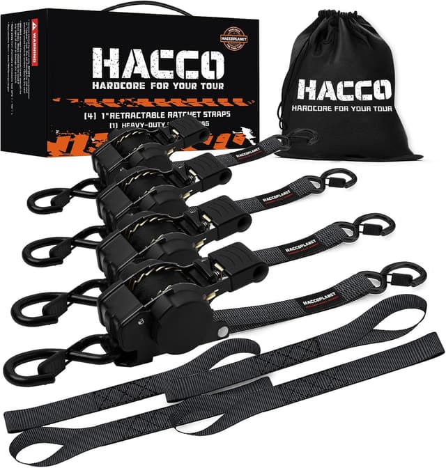Imagen de Haccoplanet Retractable Ratchet Straps 10 ft, 1763 lb en OfertitasTOP
