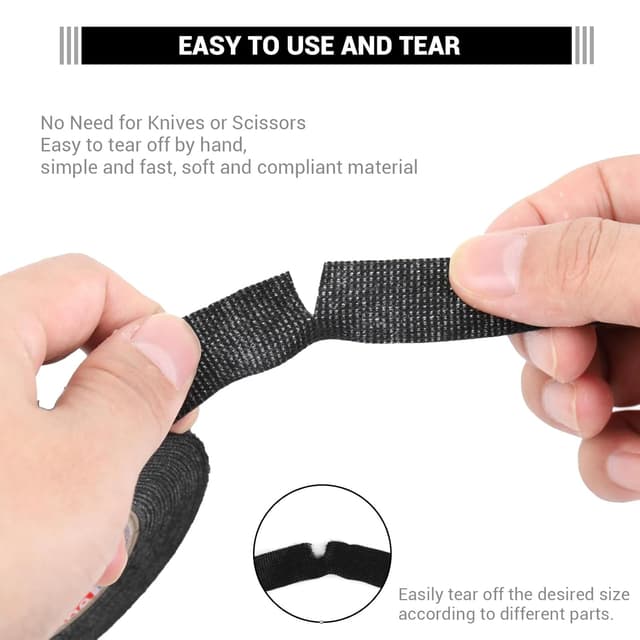 Detalle de Scotch Noir Isolant Électricien – 4 pièces 19 mm x 15 m, chatterton noir textile pour câbles (électricité & automobile)