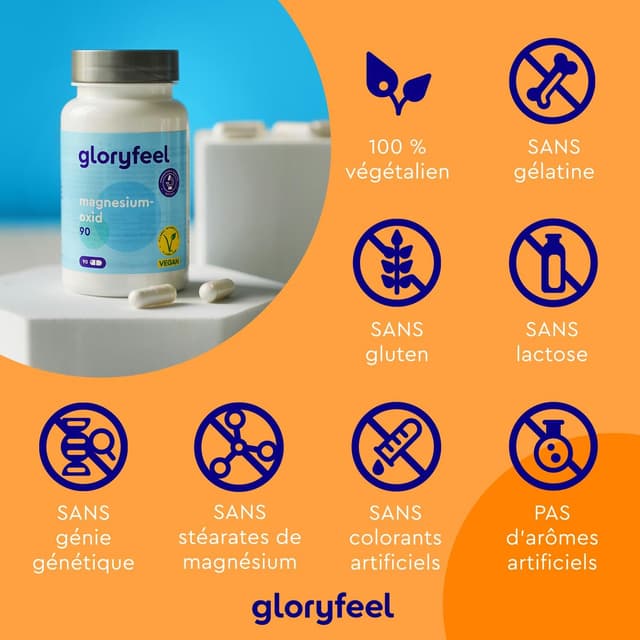 Detalle de Magnésium Marin Combat la Fatigue – Oxyde de magnésium 250 mg/jour, 90 capsules