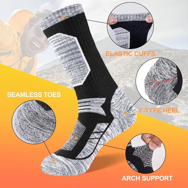 Detalle 2 de Niofind men’s hiking boot socks, 5 pairs