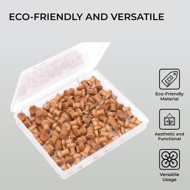 Detalle de H&S 100pcs Wooden Push Pins for cork
