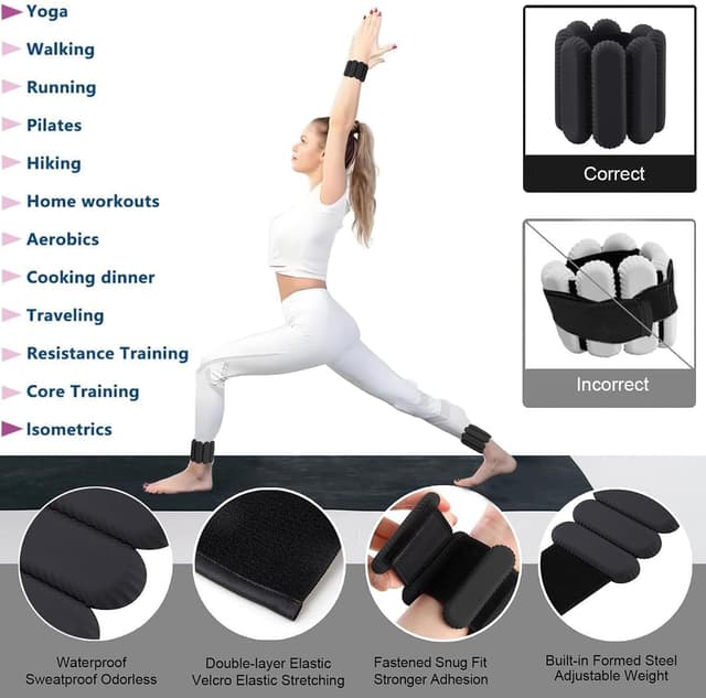 Detalle de ibforcty 2PCS Adjustable Wrist & Ankle Weights Set with Silicone Strap
