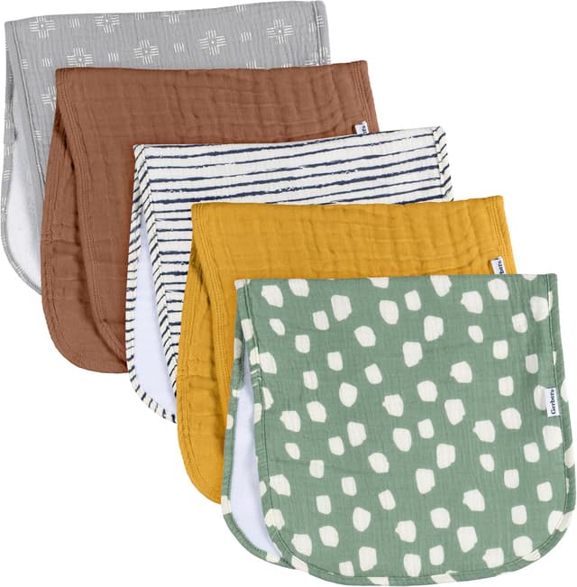 Detalle de Gerber 5Pk Burpcloths in Neutral Multi Teal Dots (One Size)