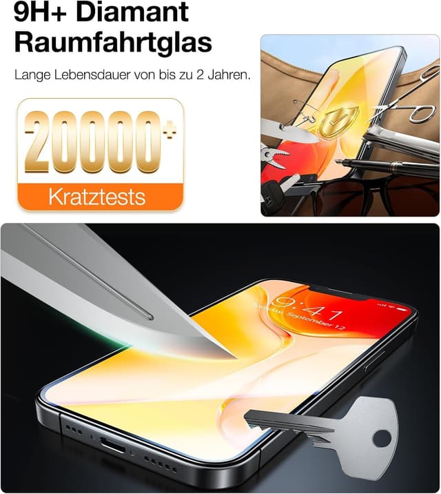 Detalle 2 de TORRAS Glasfolie für iPhone 13/13 Pro & 14 2er Pack