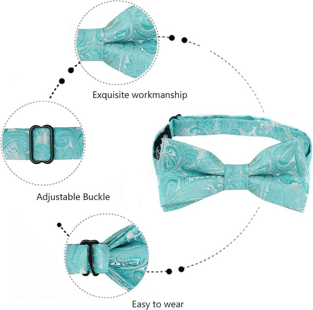 Detalle de Alizeal Banded Adjustable Length Pre-tied Boy’s Bow Tie (Birthday Party & more)