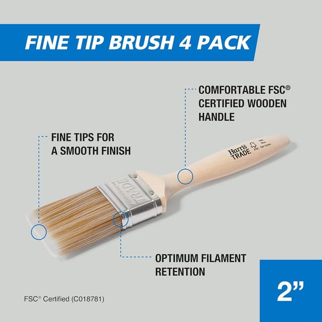 Detalle 2 de Harris Trade 4 Brush Pack 2" – fine-tip brushes for controlled, smooth finishing
