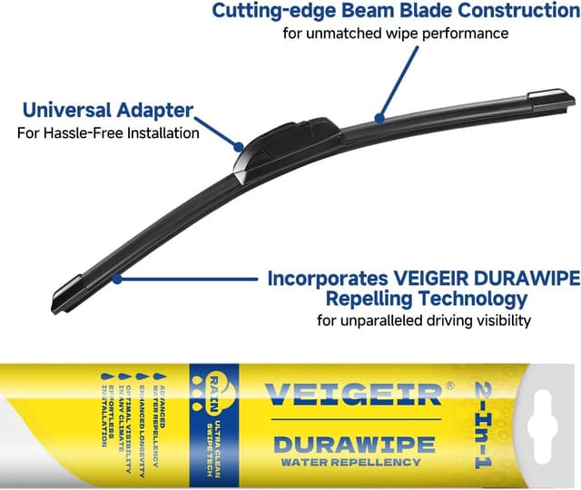 Thumbnail 6 de 3-Pack Windshield Wiper Blades for Mitsubishi Outlander (2014-2020) – Front/Rear Replacement Set (26" 18" 12")