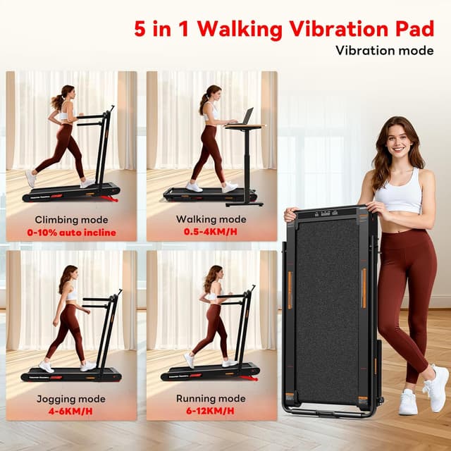 Detalle 2 de Lysole 4 in 1 Walking Vibration Pad (Under Desk Treadmill) with Auto Incline, Remote & App Control