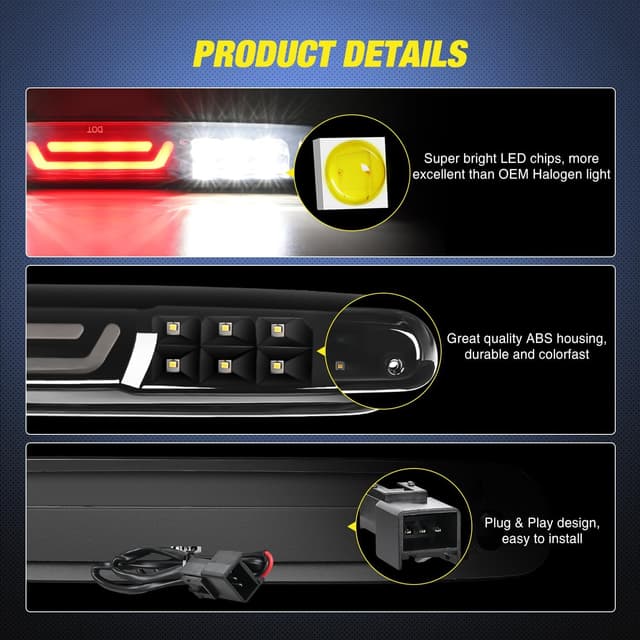 Detalle 2 de Nilight LED Third Brake Light (High Mount 3rd Stop) for 2007-2013 Chevy Silverado & GMC Sierra Cargo-Lit Models