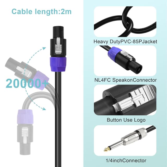 Detalle de PNGKNYOCN Speakon auf 1/4 TS Kabel 2 m