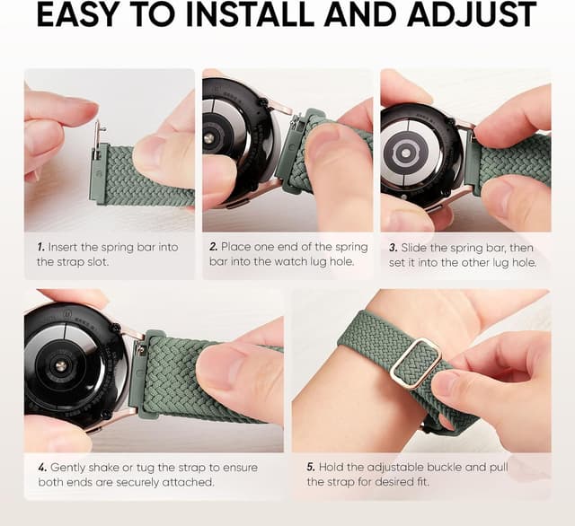 Detalle de Joehwerr 4 Pack Braided Straps (20mm elastic sport bands) for Samsung Galaxy Watch models