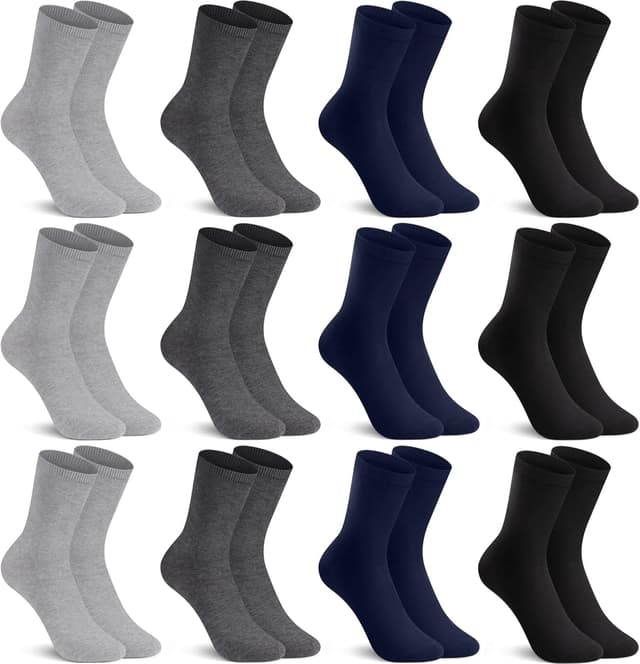 Detalle de L&K-II calzini lunghi uomo e donna 12/24 paia in cotone bianchi e neri 92216