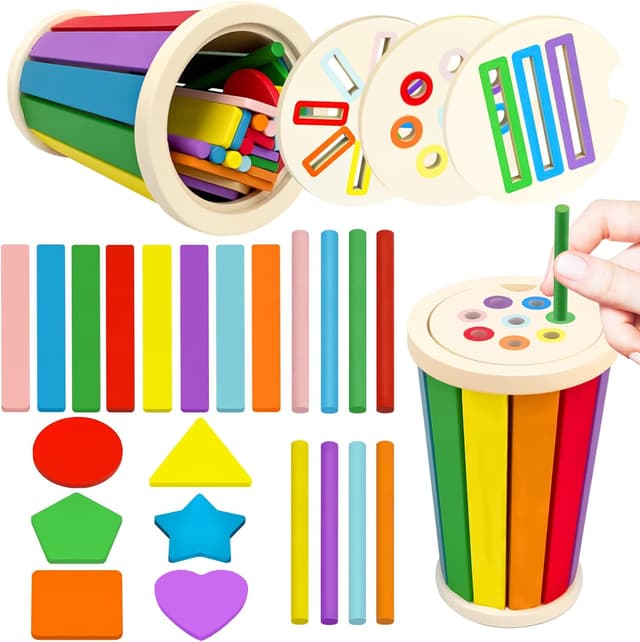 Imagen de Montessori 3‑in‑1 Wooden Shape Sorter en OfertitasTOP