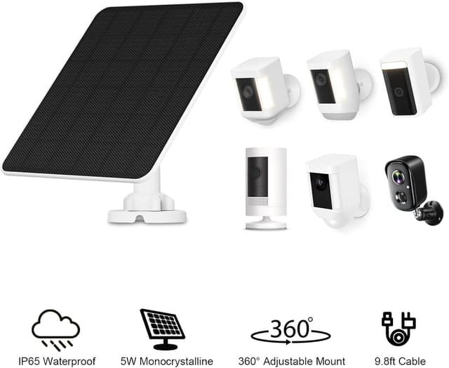 Detalle 2 de Solar Panel Charger for Ring Camera (5W) with 9.8 ft Cable, IP65 Waterproof