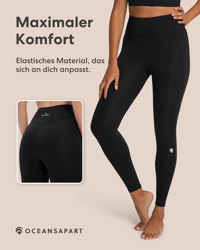 Detalle de Oceansapart Soho Pant Leggings mit Handytaschen – blickdicht & feuchtigkeitsableitend, Damen